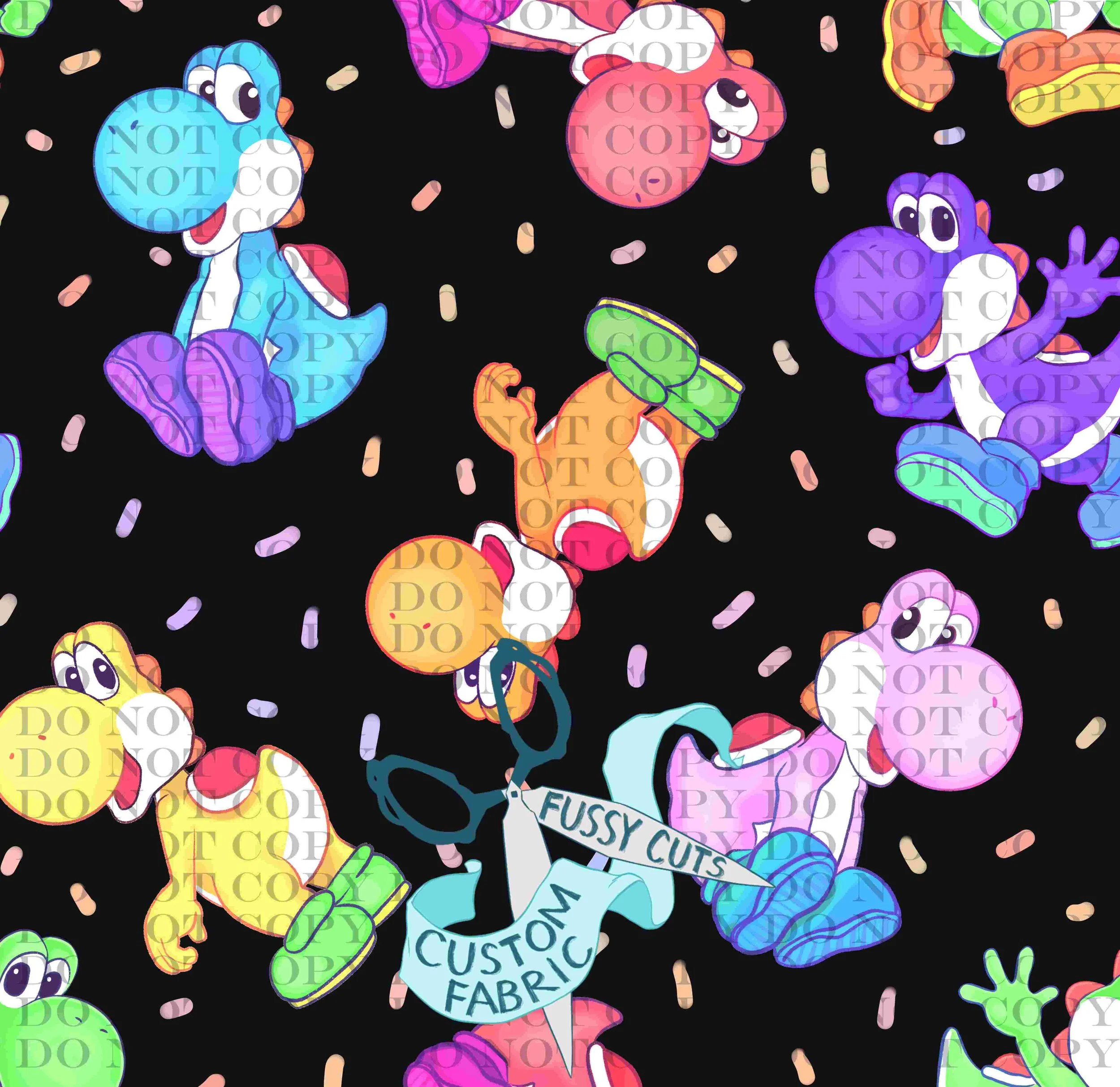 パーツ Yoshi Yoshi - Hex Mario Collection — Fussy Cuts Fabric